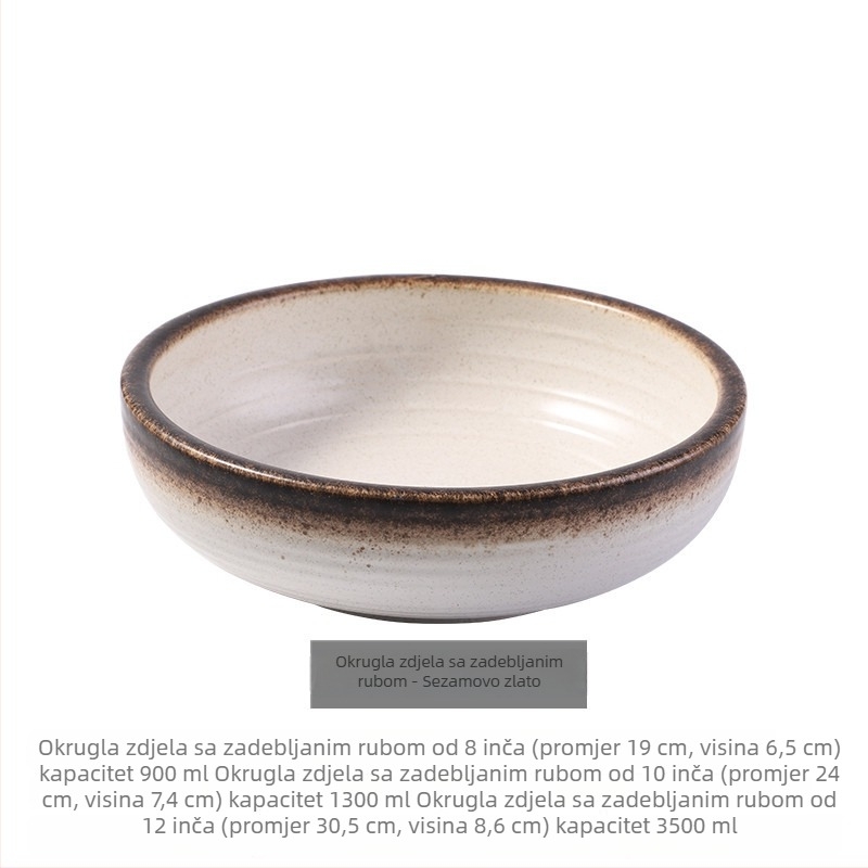 Porcelanska velika zdjela za juhu, okrugli oblik, pogodna za kuhanu ribu i začinjena jela, kućna uporaba, promjer 18–19 cm, retro stil