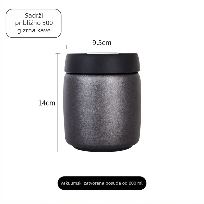 Kava posuda s vakuumskim zatvaranjem, 800–1000 ml, nehrđajući čelik 304, zaštita od svjetla
