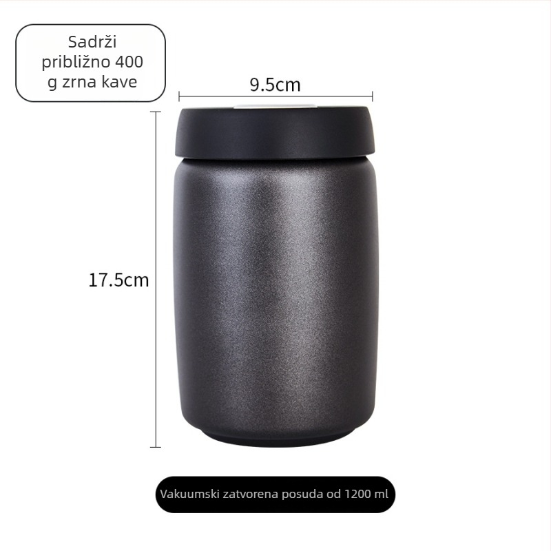 Kava posuda s vakuumskim zatvaranjem, 800–1000 ml, nehrđajući čelik 304, zaštita od svjetla
