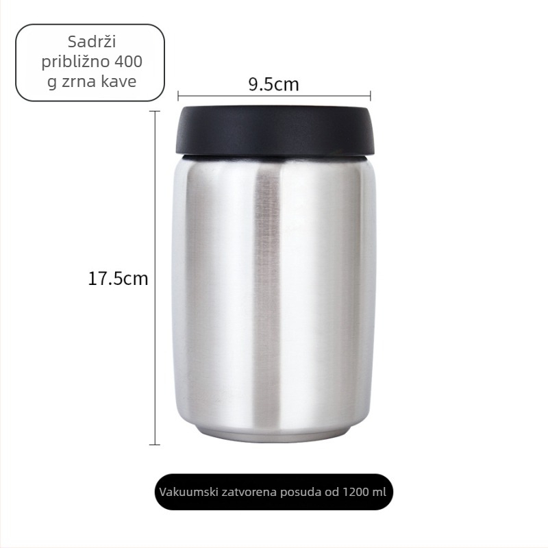 Kava posuda s vakuumskim zatvaranjem, 800–1000 ml, nehrđajući čelik 304, zaštita od svjetla