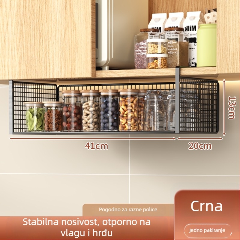 Višenamjenski viseći prostor za pohranu ispod kuhinjskih ormarića, bez bušenja, polica ispod vrata ormara