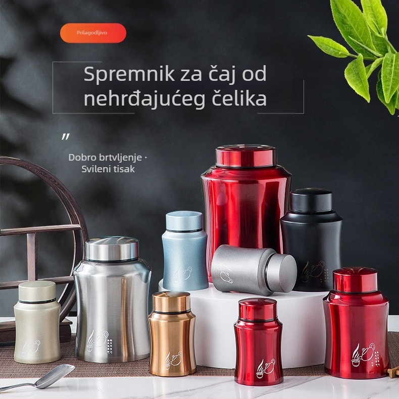 Spremnik od nehrđajućeg čelika za čaj s hermetičkim poklopcem, kuhinjski spremnik za čaj i žitarice