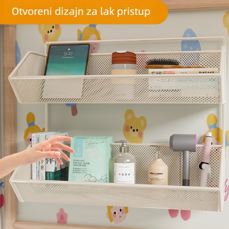 Dvodijelni zidni regal s košarom za skladištenje – moderan minimalistički dizajn
