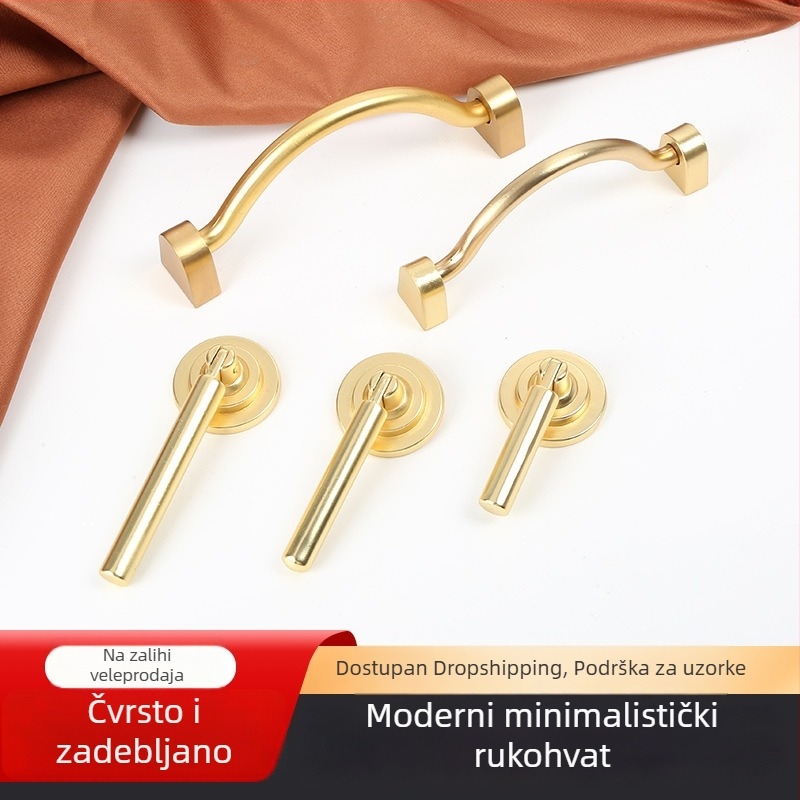 Kuka za vrata i namještaj u stilu Novog Kineskog, imitacija bakra, cinkova legura, brušena bakrena završna obrada