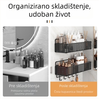 Zidni regał za pohranu bez bušenja, pogodan za spavaću sobu, kupaonicu i dom studenata, jednostavna ugradnja, bez traga