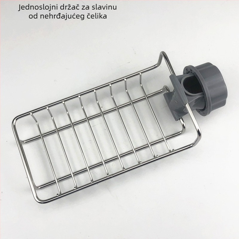 Višenamjenska zidna polica za kuhinjsku slavinu – zidni odvodni držač za sudoper, metalni materijal, minimalistički dizajn