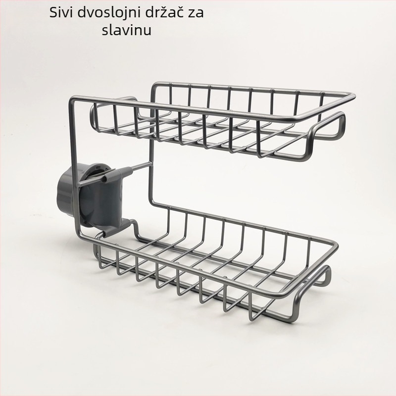 Višenamjenska zidna polica za kuhinjsku slavinu – zidni odvodni držač za sudoper, metalni materijal, minimalistički dizajn