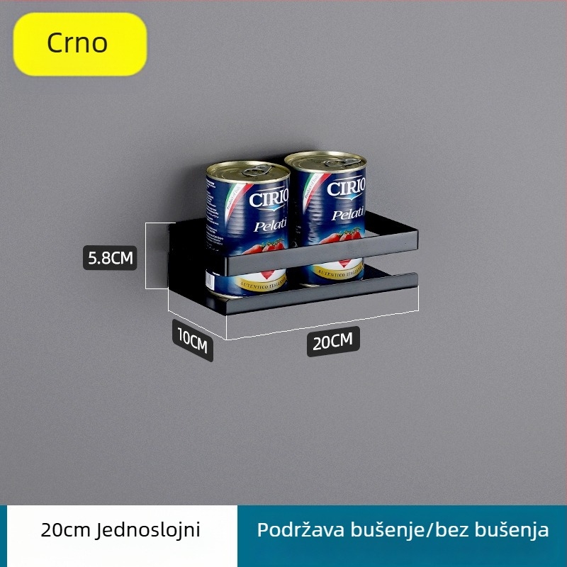 Zidni stalak od 304 nehrđajućeg čelika, kuhinja i kupaonica, bez bušenja, jednoslojni, otporan na hrđu, plutajući pravokutni dizajn