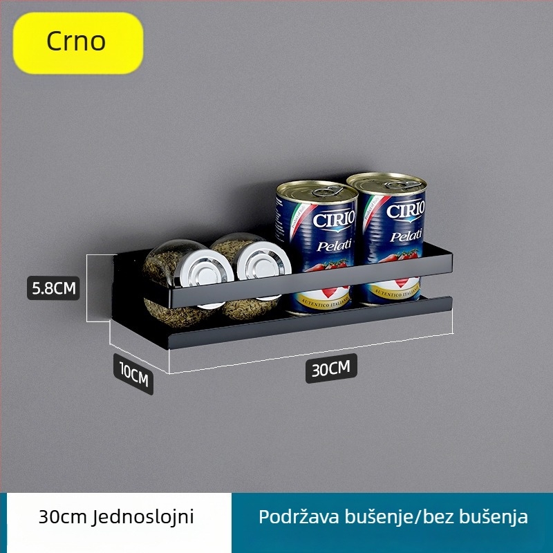 Zidni stalak od 304 nehrđajućeg čelika, kuhinja i kupaonica, bez bušenja, jednoslojni, otporan na hrđu, plutajući pravokutni dizajn