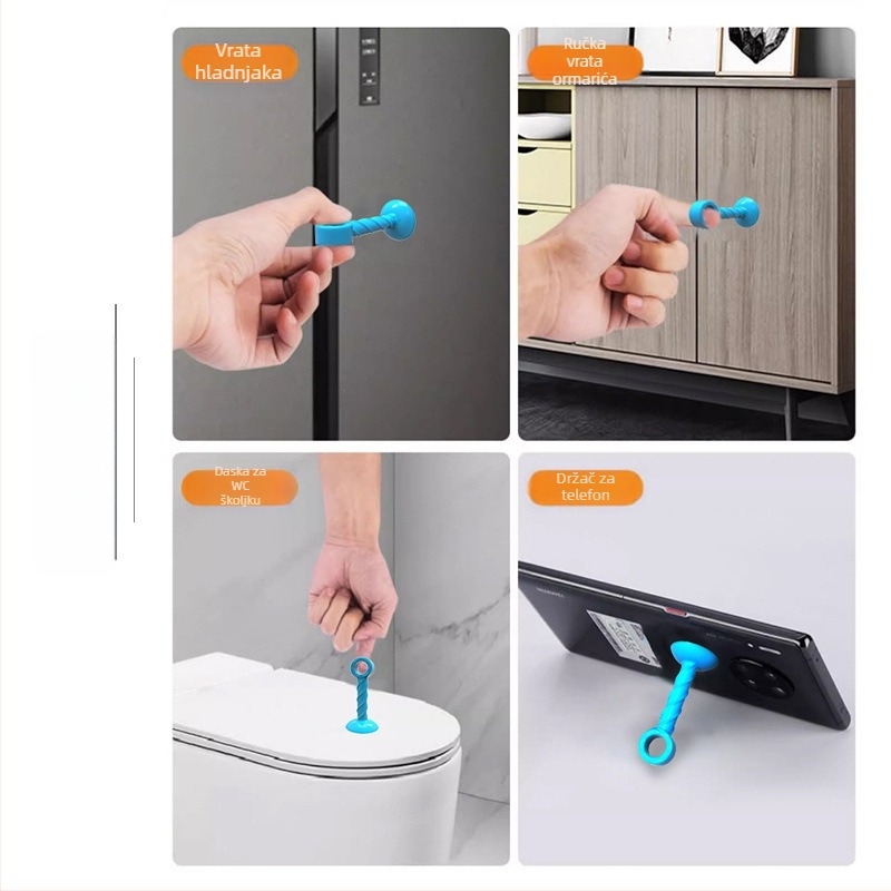 Prošireni 10 cm stopper za vrata, bez bušenja, zaštitna podloga za kvaku vrata, silikon-plastični za kupaonska vrata, model E18