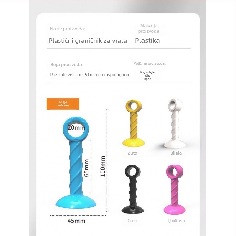 Prošireni 10 cm stopper za vrata, bez bušenja, zaštitna podloga za kvaku vrata, silikon-plastični za kupaonska vrata, model E18