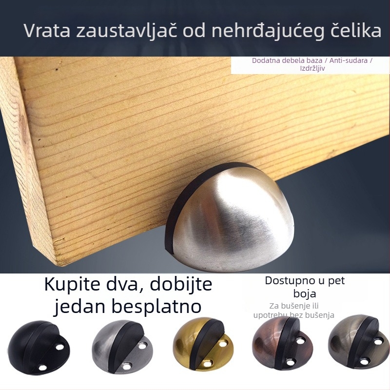 Nerđajući čelični gornji stop dveri, bez bušenja, za staklena vrata