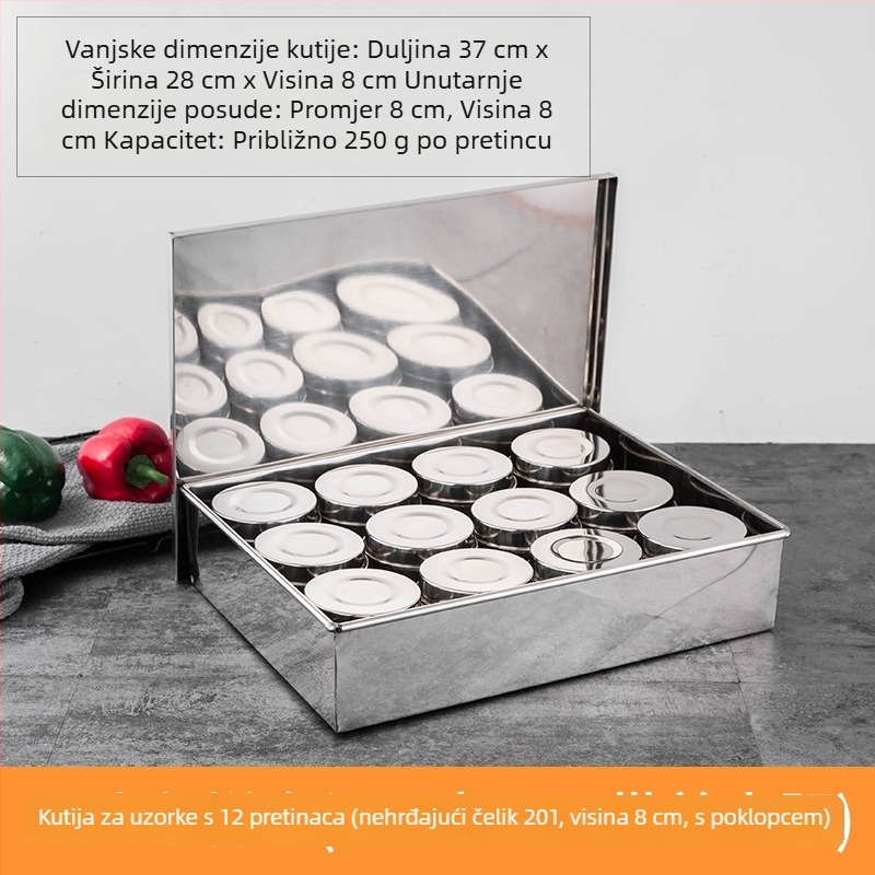 Kutija od nehrđajućeg čelika 304 za začine i uzorke hrane za kantine, škole i vrtiće