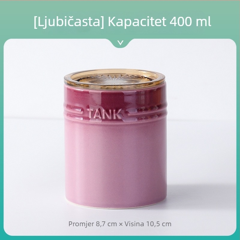 Šarena keramička posuda za pohranu s poklopcem za kuhinju – za žitarice, kavu, čaj i slatkiše.