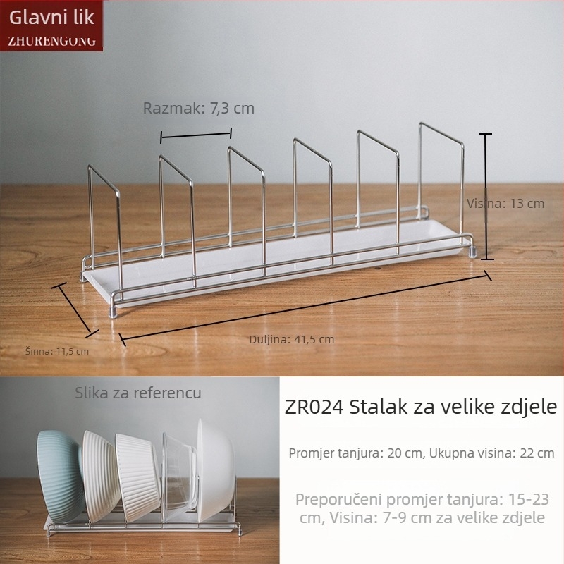 Stalak za sušenje posuđa od 304 nerđajućeg čelika, ugrađeni ormar za pohranu, višenamjenski