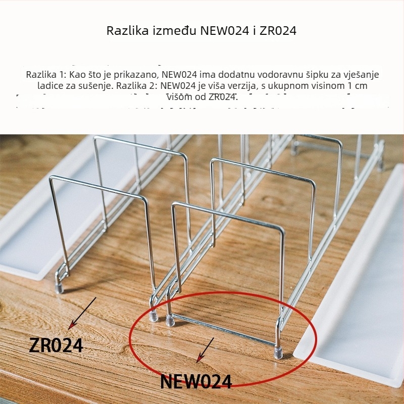 Stalak za sušenje posuđa od 304 nerđajućeg čelika, ugrađeni ormar za pohranu, višenamjenski