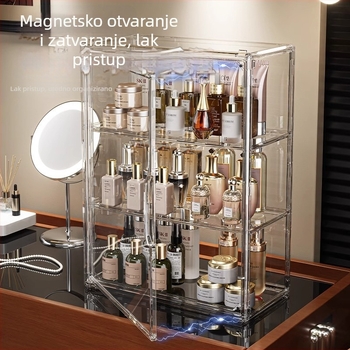 Prozirna akrilna kutija za kozmetiku s poklopcem, za kupaonicu, izložbeni stalak za bočice losiona