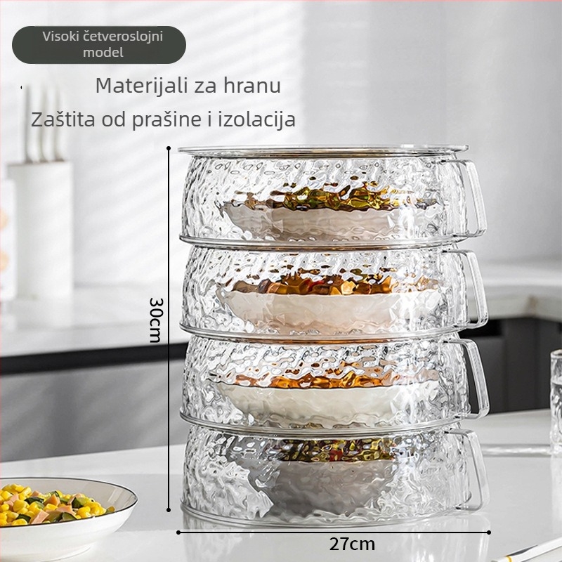 Izolirani poklopac za hranu za kućni stol, proziran, višenamjenski prašinu otporan spremnik za ostatke hrane