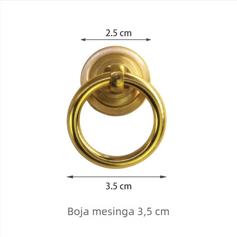 Mesingana ručica s prstenom za vrata i ladicu ormara | Novi kineski stil, zlatni završetak, moderni minimalistički luksuzni namještaj, montaža jednim otvorom