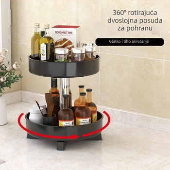 Kuhinjski 360° rotirajući držač začina, 3-slojni stolni organizator za ulje, sol, umak i ocat
