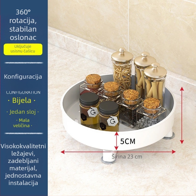 Kuhinjski 360° rotirajući držač začina, 3-slojni stolni organizator za ulje, sol, umak i ocat