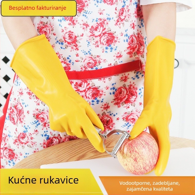 Rukavice za kućanstvo od lateksa, vodootporne i izdržljive, za pranje suđa i rublja, s latex podstavom, protivklizne i otporne na habanje
