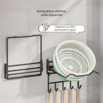 Dvostruki zidni metalni organizator za kuhinju i kupaonu, košara za pranje povrća i organizator umivaonika