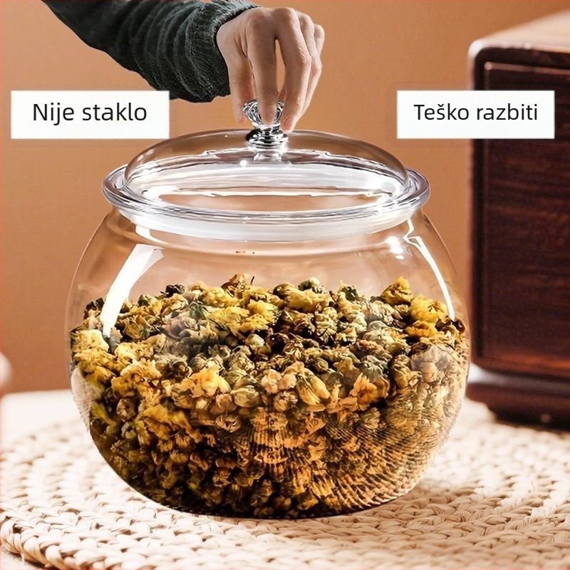 Prozirna PET plastična zatvara posuda velike kapacitete, za rižu, sušenu koru mandarine, čaj s cvjetovima i riblju želatinu