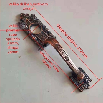 Vintage kvaka za vrata od mesinga, vanjska sklopka, set zaključavanja za vrata, kompatibilna kvaka za metalna i drvena vrata, debeli dekorativni dizajn
