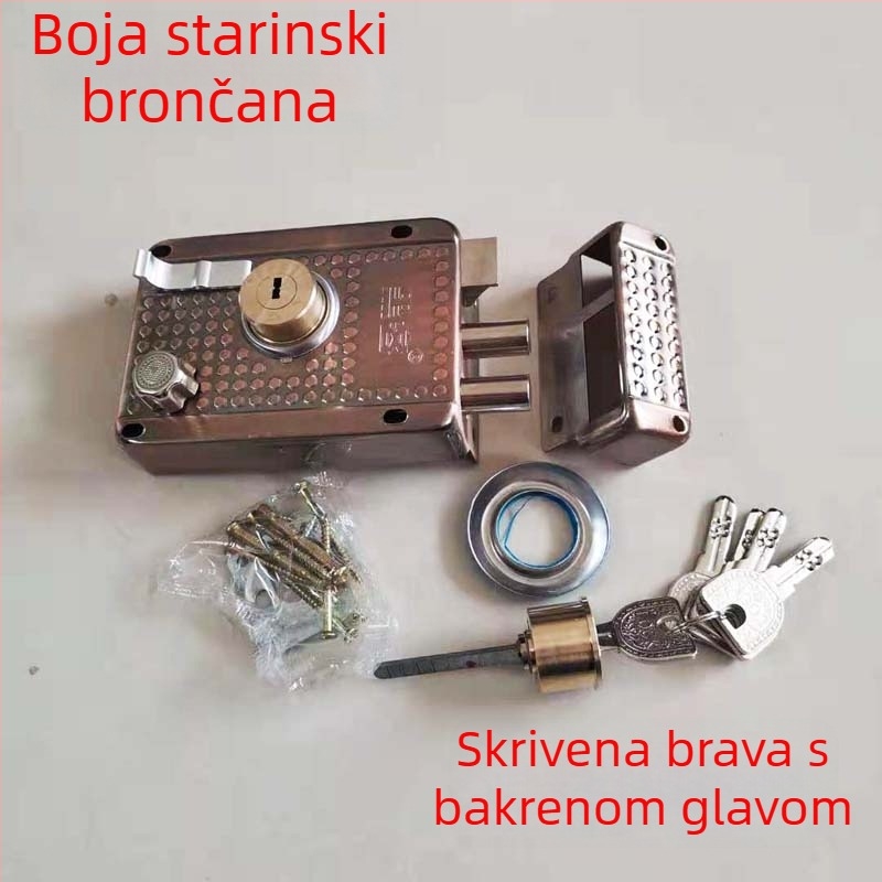 Vintage kvaka za vrata od mesinga, vanjska sklopka, set zaključavanja za vrata, kompatibilna kvaka za metalna i drvena vrata, debeli dekorativni dizajn