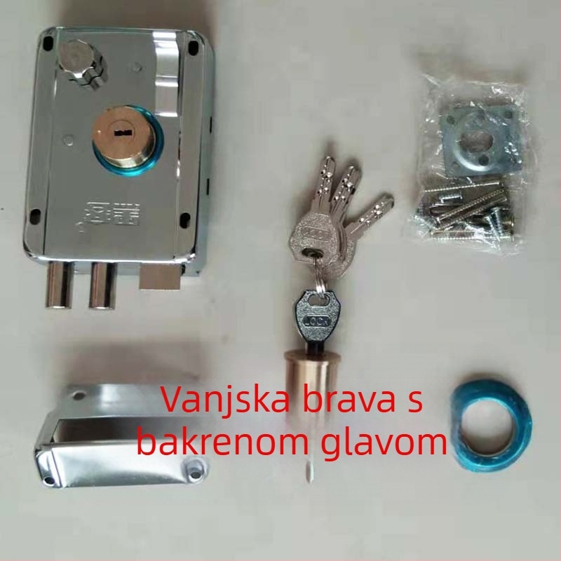 Vintage kvaka za vrata od mesinga, vanjska sklopka, set zaključavanja za vrata, kompatibilna kvaka za metalna i drvena vrata, debeli dekorativni dizajn