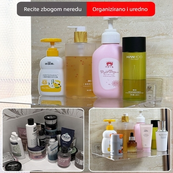 Akrilni zidni organizator za pohranu, bez bušenja, viseća polica za dnevni boravak, kupaonicu i kuhinju