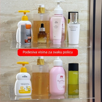 Akrilni zidni organizator za pohranu, bez bušenja, viseća polica za dnevni boravak, kupaonicu i kuhinju