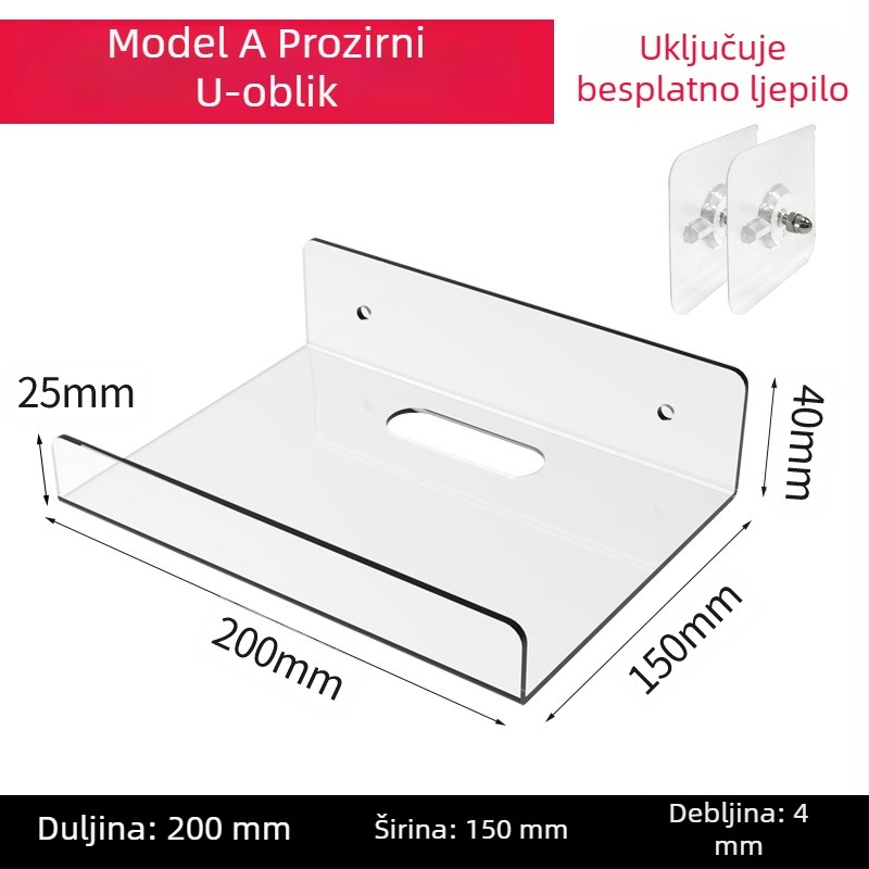Akrilni zidni organizator za pohranu, bez bušenja, viseća polica za dnevni boravak, kupaonicu i kuhinju