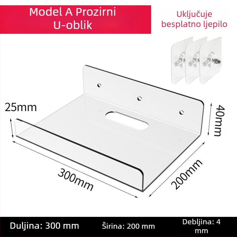 Akrilni zidni organizator za pohranu, bez bušenja, viseća polica za dnevni boravak, kupaonicu i kuhinju