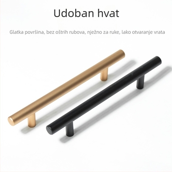 Nova T-oblik ručka za vrata ormarića, minimalistička okrugla tubičasta ručka od aluminijske legure za ormariće i ladice