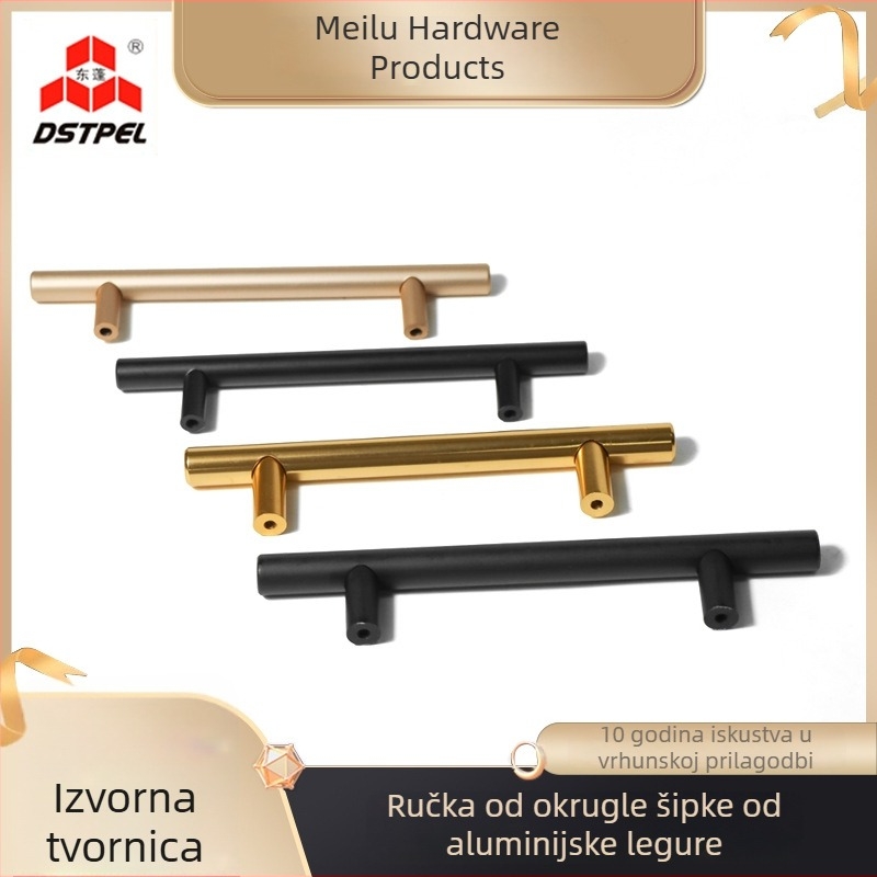 Nova T-oblik ručka za vrata ormarića, minimalistička okrugla tubičasta ručka od aluminijske legure za ormariće i ladice