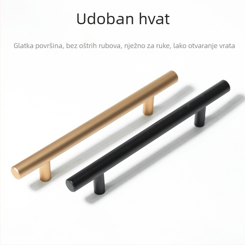 Nova T-oblik ručka za vrata ormarića, minimalistička okrugla tubičasta ručka od aluminijske legure za ormariće i ladice