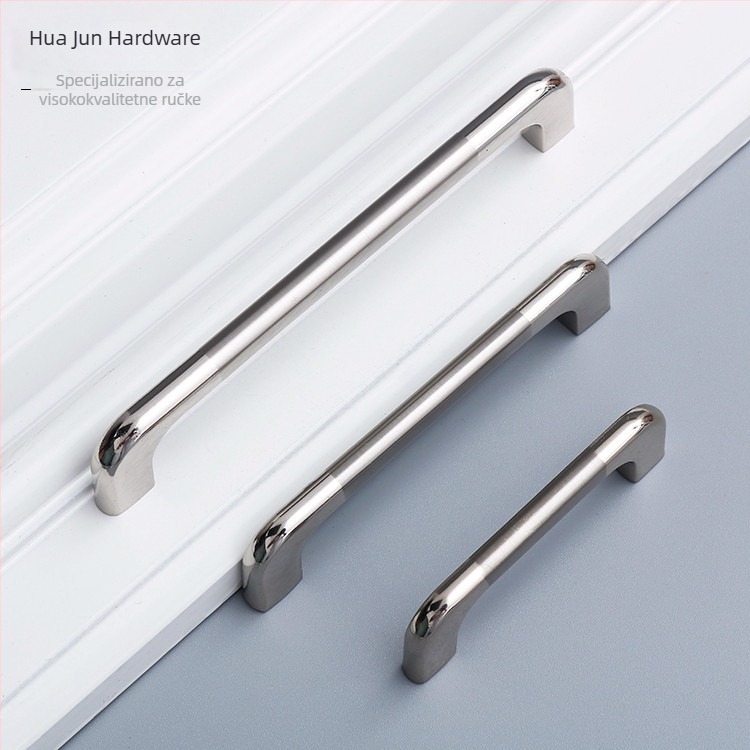 Čvrsta ručka za vrata ormara i ladica od aluminijske legure, bijeli završetak, razmak rupa 96/128 mm