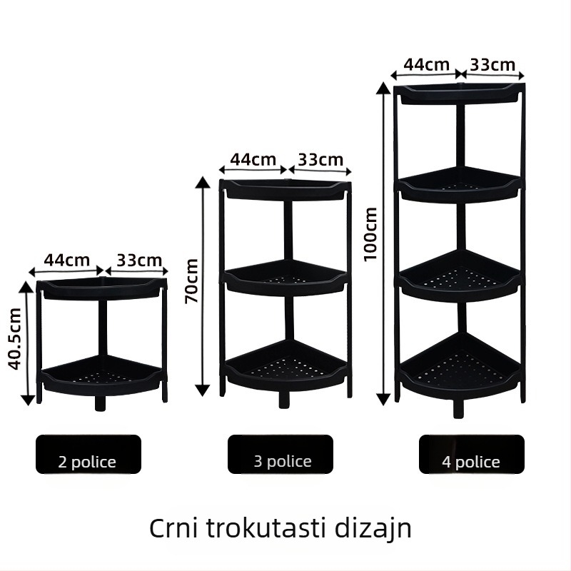 Plastični višeslojni ormar s četiri razine i kotačićima — slobodno stojeći za kuhinju, dnevni boravak, spavaću sobu i kupaonicu.