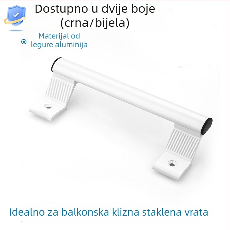 Kvaka za klizna vrata od aluminijske legure, površinska montaža, zakrivljen oblik luka, za balkonska staklena vrata, kupaonicu i kuhinju, Model XK6-LS-03/04