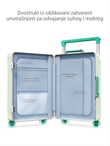 Ruicheng kofer s aluminijskim okvirom, 20 inča za ručnu prtljagu, tiši univerzalni kotači, izdržljiv, široka teleskopska ručka, TSA kombinacijsko zaključavanje