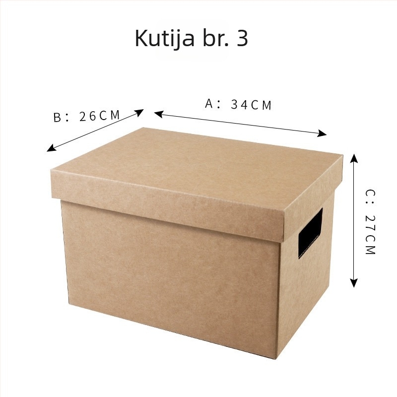 Sklopiva kutija za pohranu od valovitog kartona s poklopcem, 80 L, otporna na prašinu; za dokumente, knjige, igračke, grickalice i odjeću; moderni minimalistički dizajn; za dom, dnevni boravak i ured.