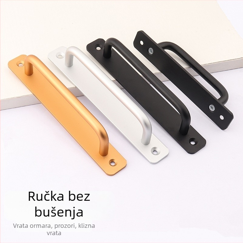 Ručka za klizna vrata s ljepilnim ugradnjom, bez bušenja; za vrata i prozore; aluminijska legura; unutarnja protupožarna vrata; za spavaću sobu i kupaonicu