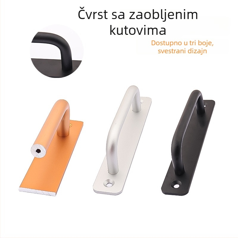 Ručka za klizna vrata s ljepilnim ugradnjom, bez bušenja; za vrata i prozore; aluminijska legura; unutarnja protupožarna vrata; za spavaću sobu i kupaonicu