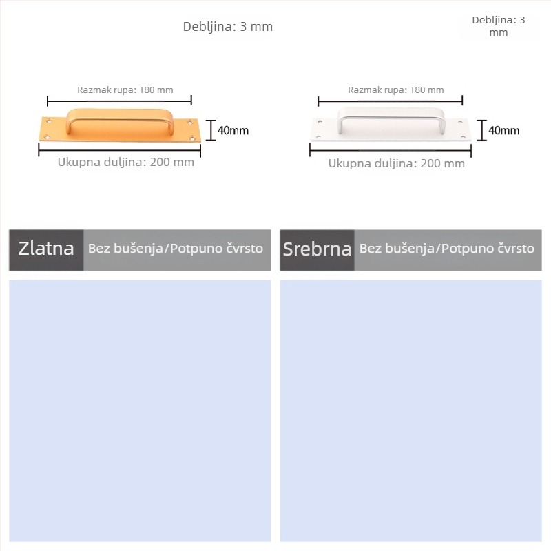 Ručka za klizna vrata s ljepilnim ugradnjom, bez bušenja; za vrata i prozore; aluminijska legura; unutarnja protupožarna vrata; za spavaću sobu i kupaonicu