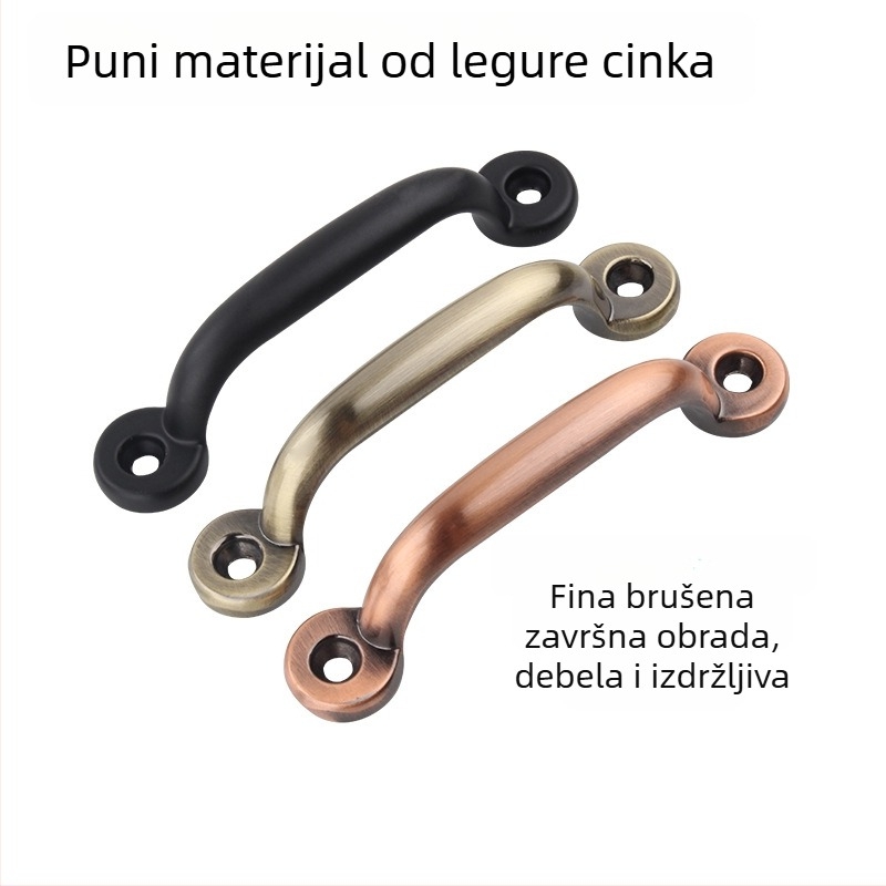 Izložena ručica za ormariće i vrata, završna obrada starobrončana i crna, europsko-kinenski minimalistički stil, cinkova legura, različitih veličina.