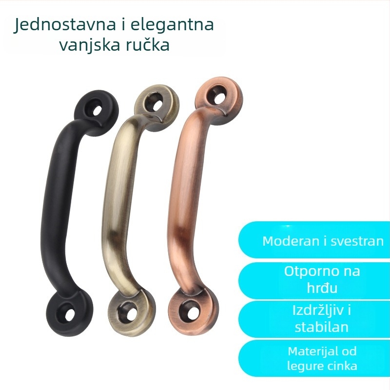Izložena ručica za ormariće i vrata, završna obrada starobrončana i crna, europsko-kinenski minimalistički stil, cinkova legura, različitih veličina.
