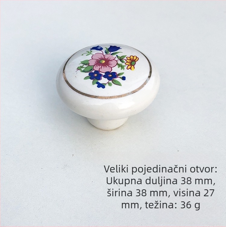 Keramička ručka Orchid za kuhinjske ormariće i garderobne ormare, retro novi kineski stil