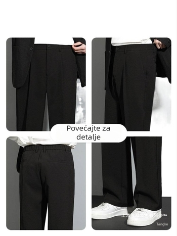 Romon Crne muške hlače za kostim, jesenska kolekcija, opuštena ravna linija, casual premium hlače